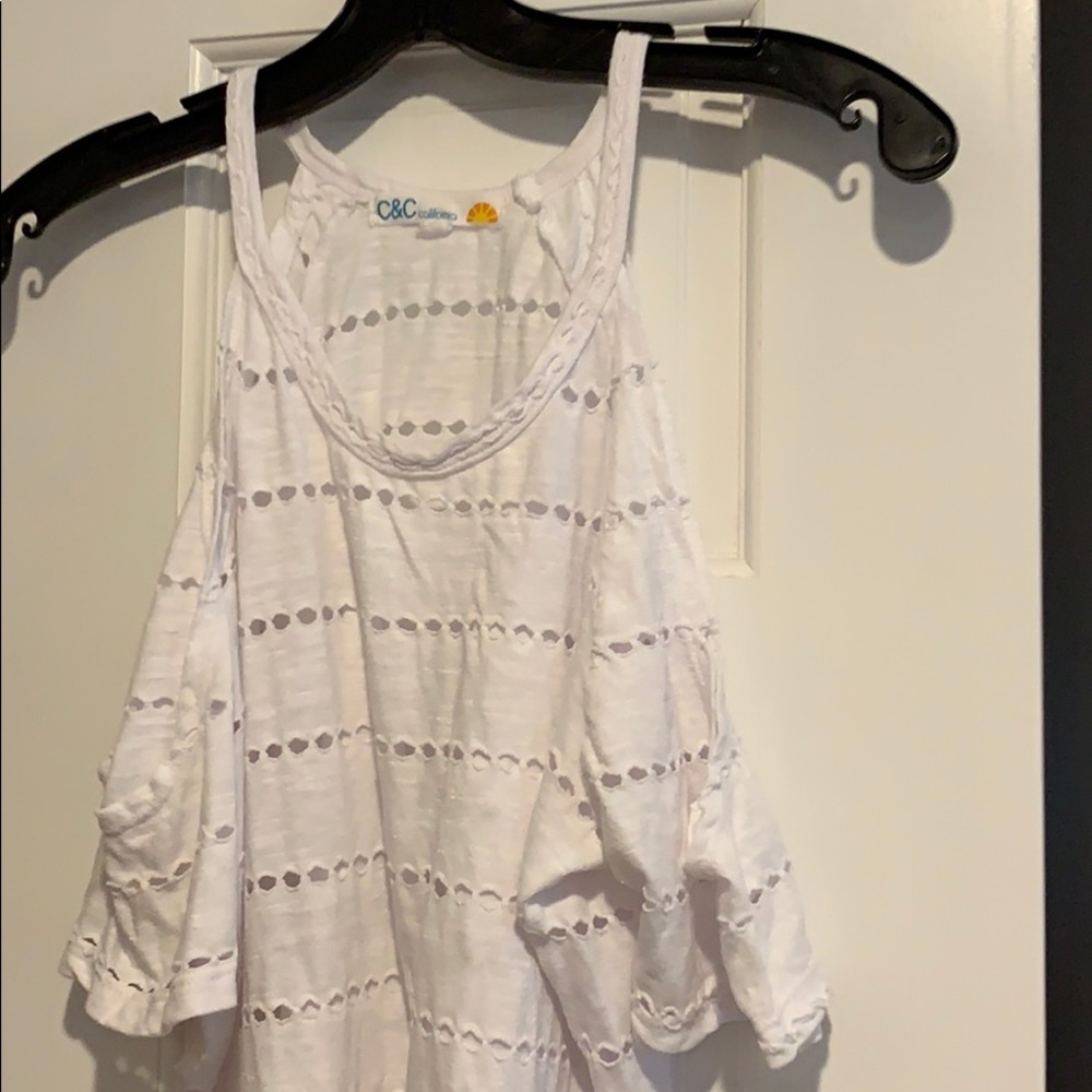 Eyelet cotton cold shoulder tee